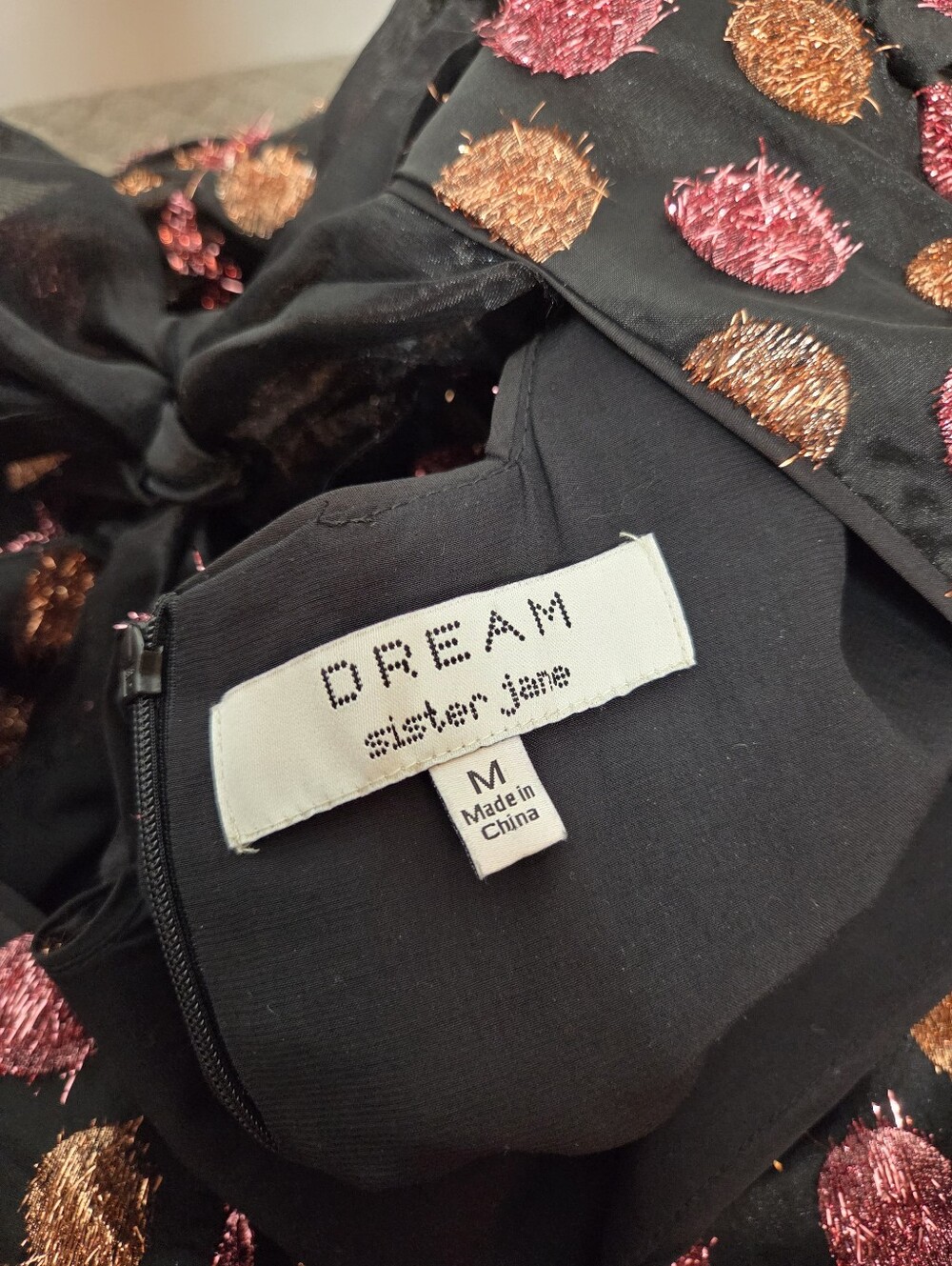 DREAM Sister Jane Alix Metallic Dotted Polka Dot Mini Dress Size Medium - Picture 4 of 9